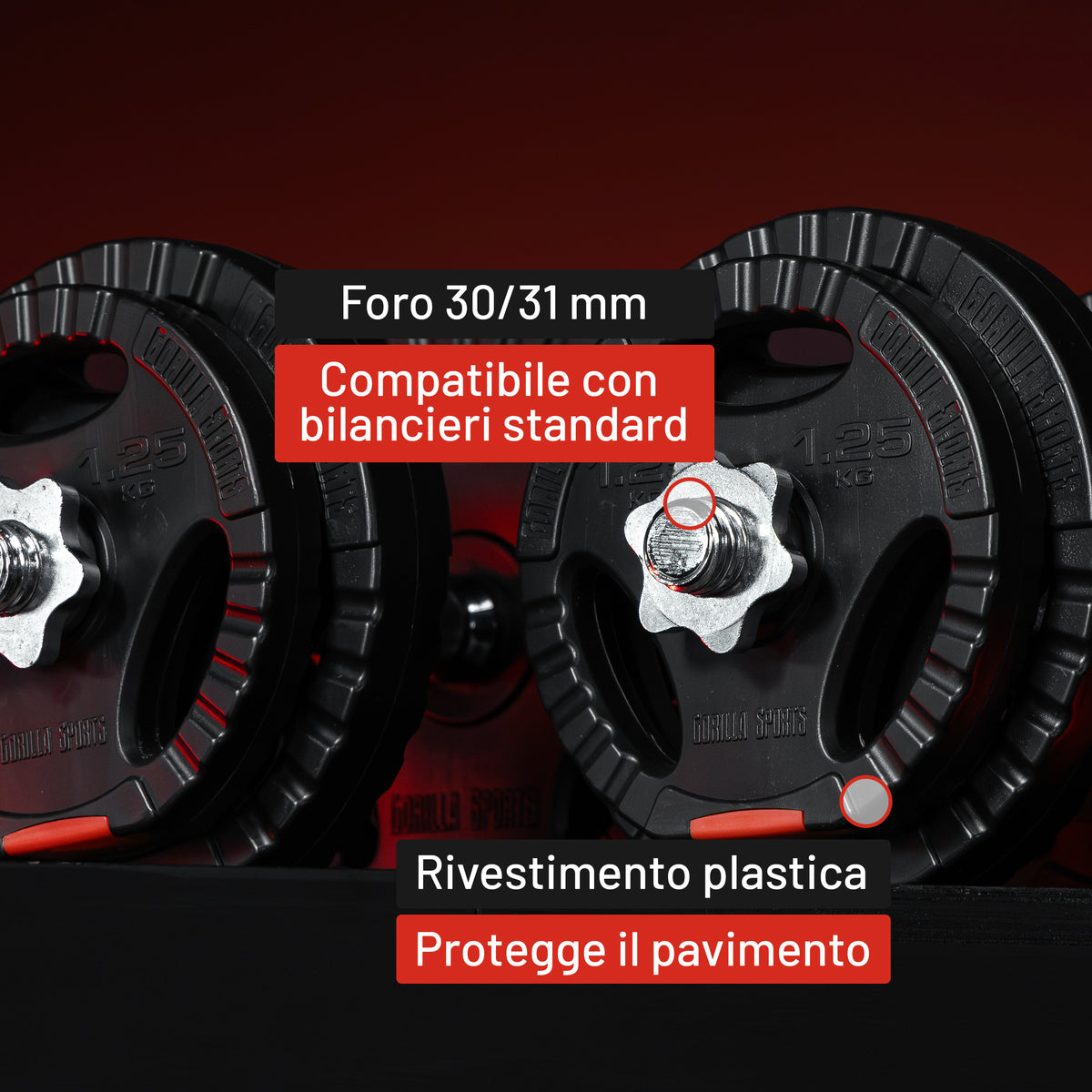 Dischi Pesi Tri Grip 30/31 mm, 1,25-15 kg