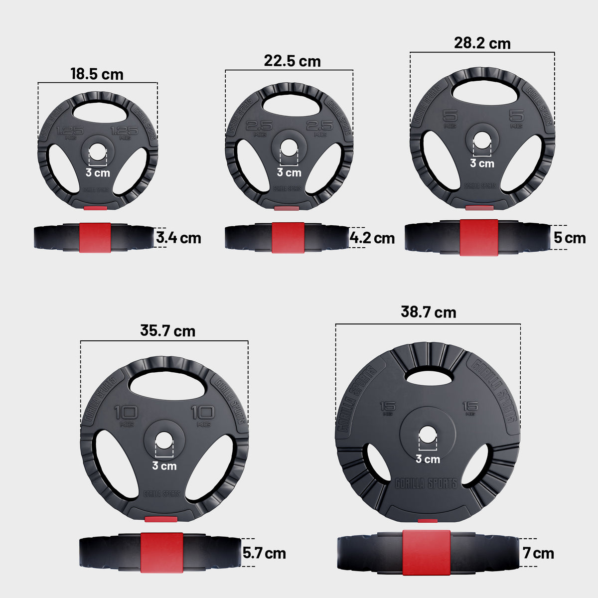 Dischi Pesi Tri Grip 30/31 mm, 1,25-15 kg
