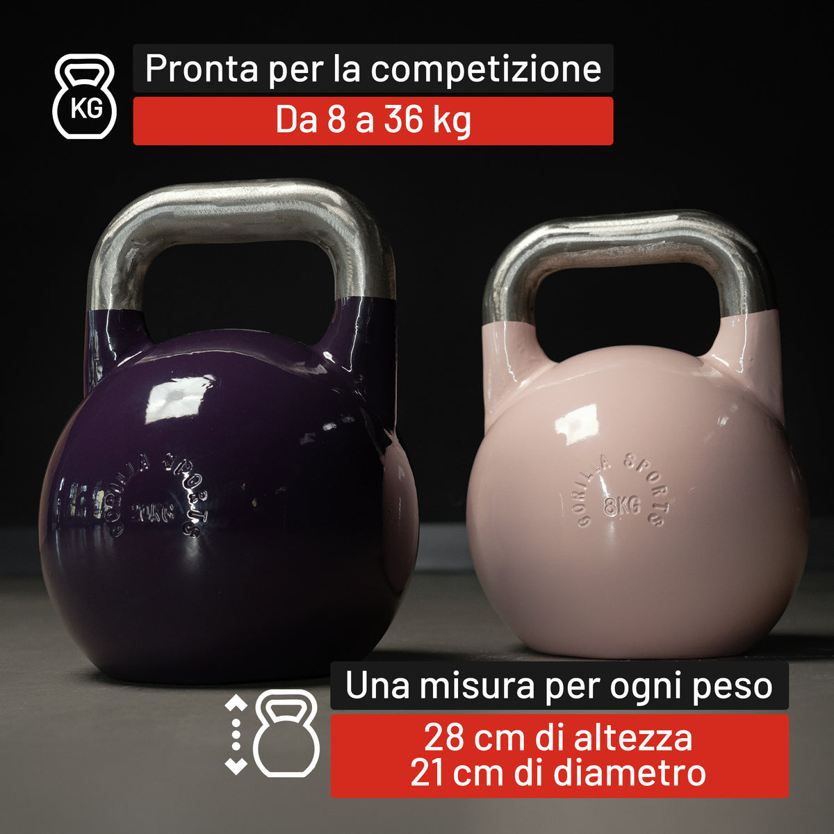 Kettlebell da competizione 8-36 kg