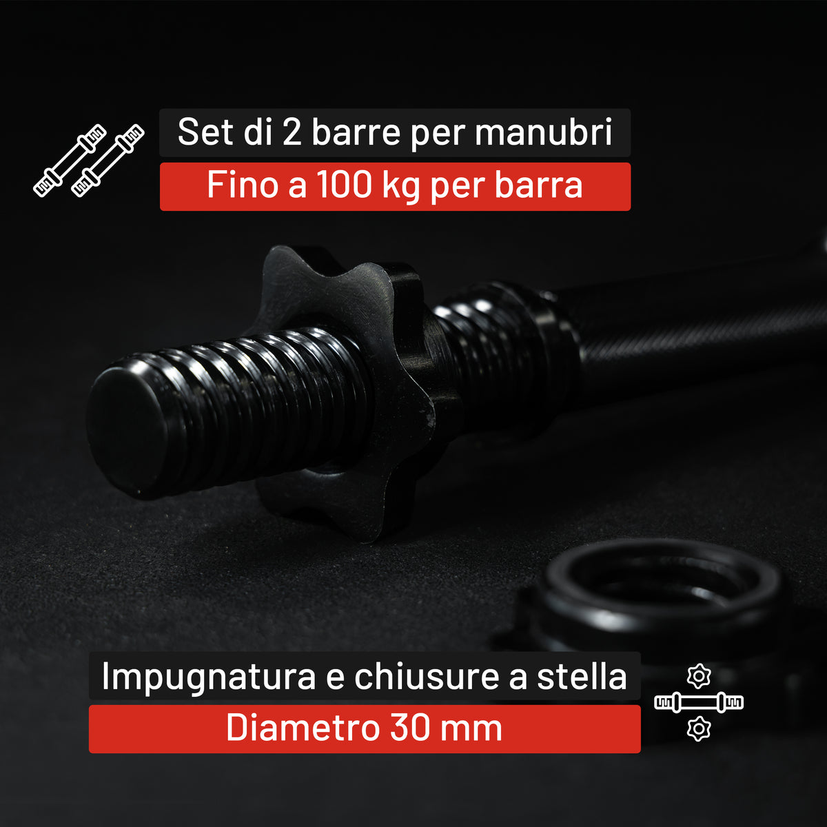 Set 2 Manubri 35 cm con Chiusure a Stella