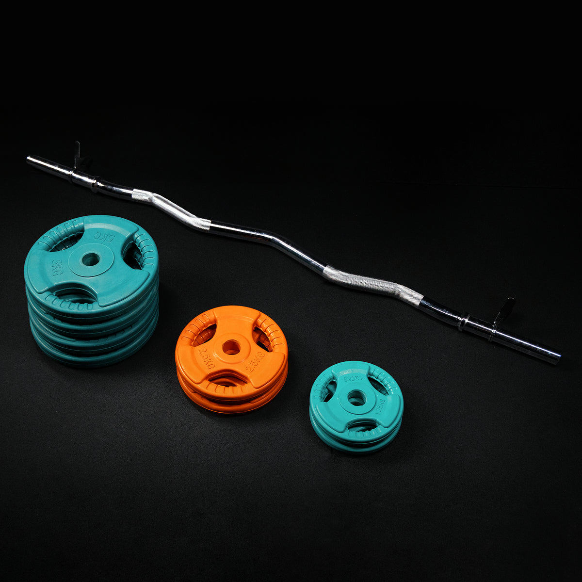 Set Curl Bilanciere EZ e Dischi Gommati 35 kg 30/31 mm