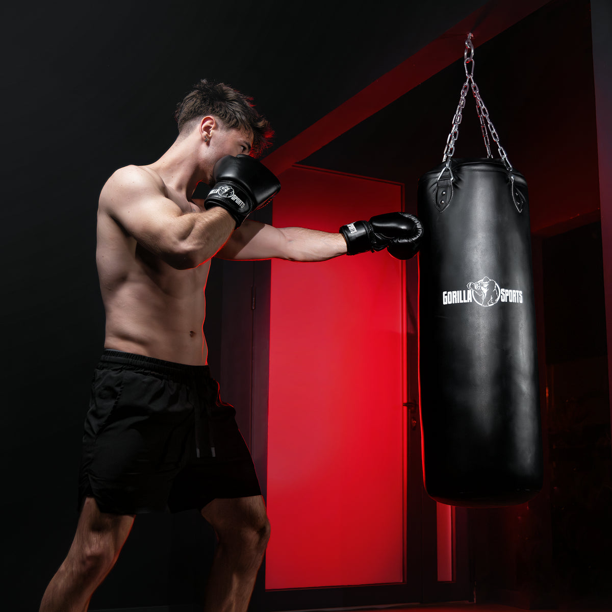 Sacco da Boxe 27/37 kg in Pelle Sintetica con Catene