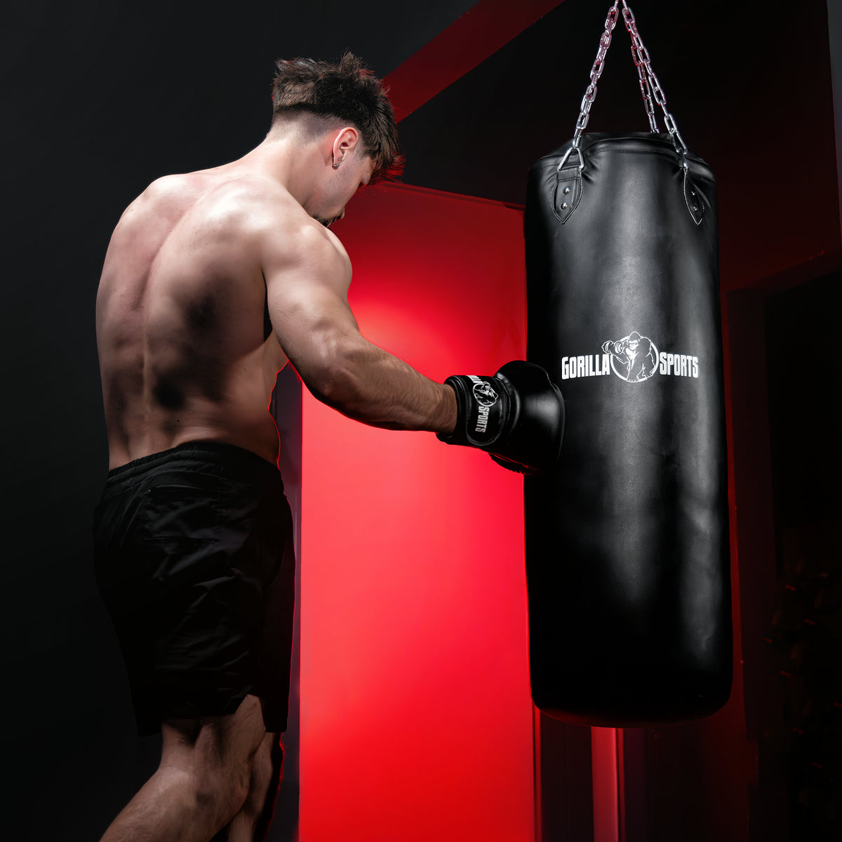 Sacco da Boxe 27/37 kg in Pelle Sintetica con Catene