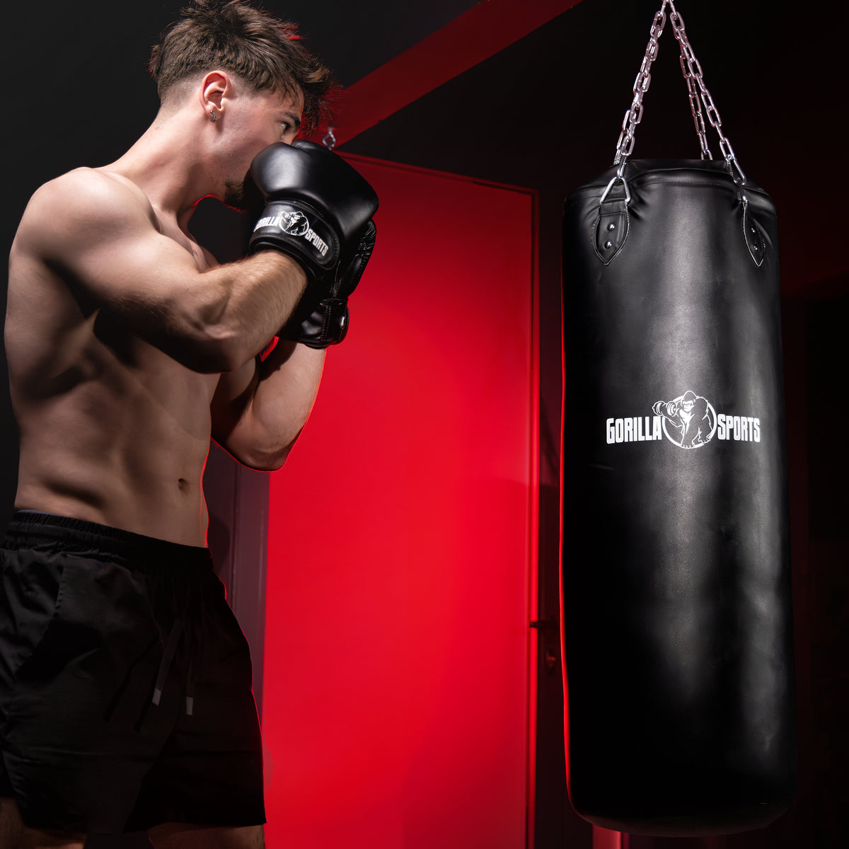 Sacco da Boxe 27/37 kg in Pelle Sintetica con Catene