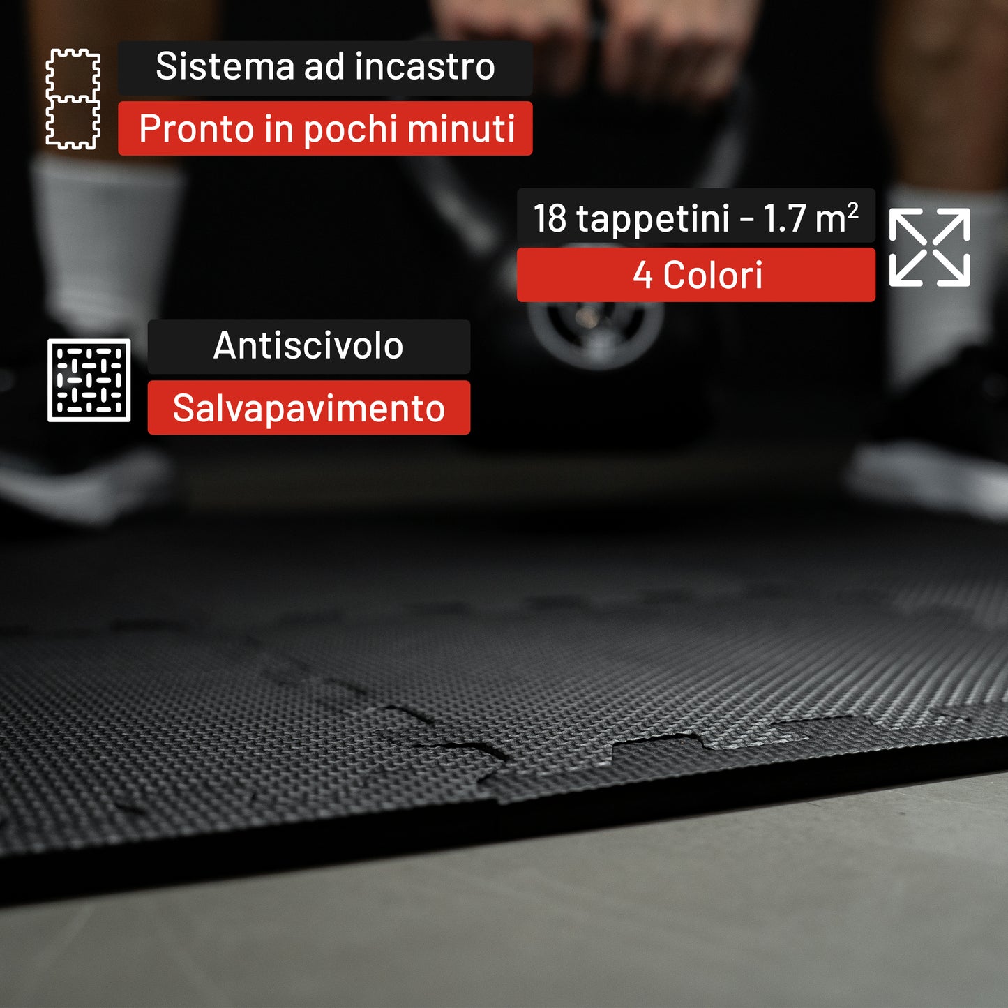 Set Tappetini Prottetivi 30x30cm - 18 Tappetini inclusi i Terminali