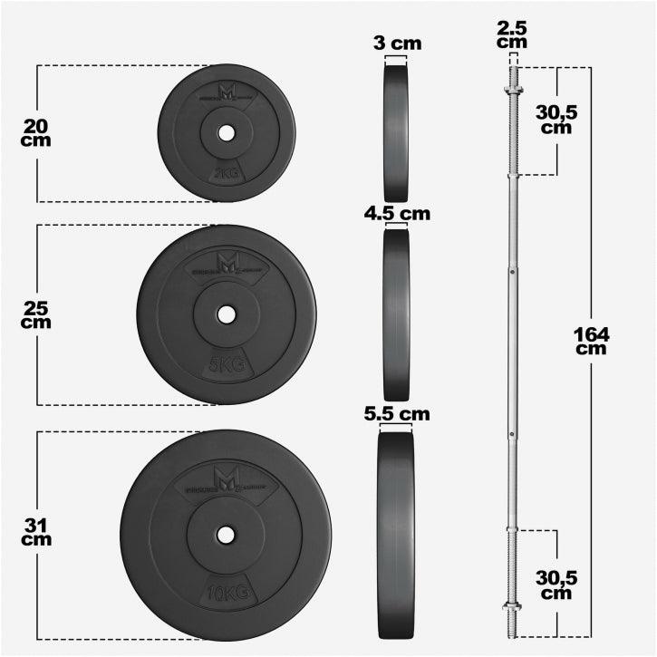 Set Bilanciere Serie E 25 mm in Plastica 60 kg