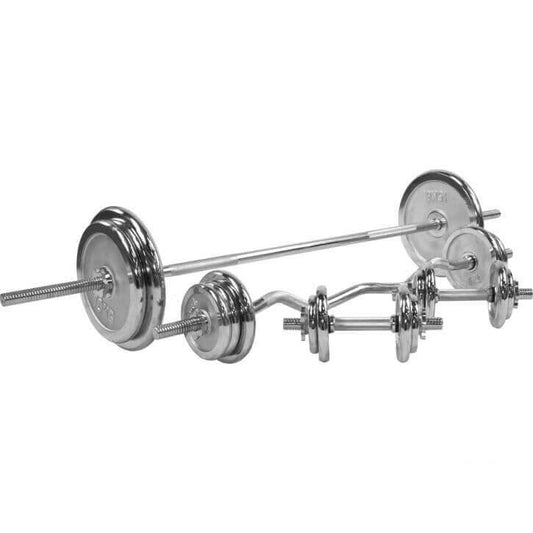 Set Bilanciere, Barra EZ, Manubri, Dischi Cromati 108 kg 31 mm