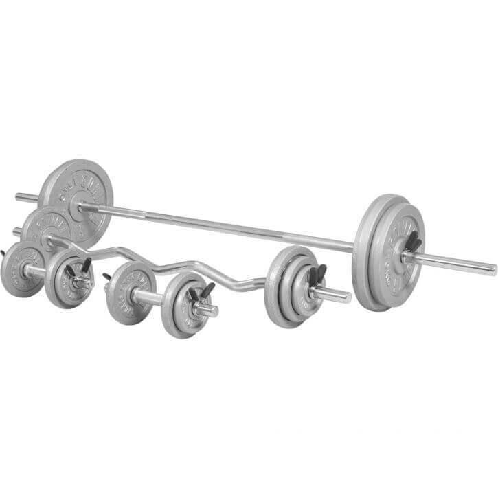 Set Bilanciere, Barra EZ, Manubri, Dischi in Ghisa 108 kg