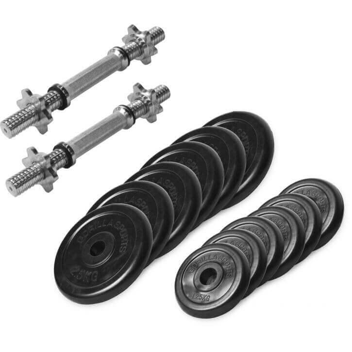 Set Manubri e Dischi Gommati, 27,5 kg