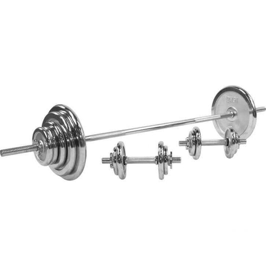 Set di Bilanciere Manubri Dischi Cromati 100 kg 31 mm