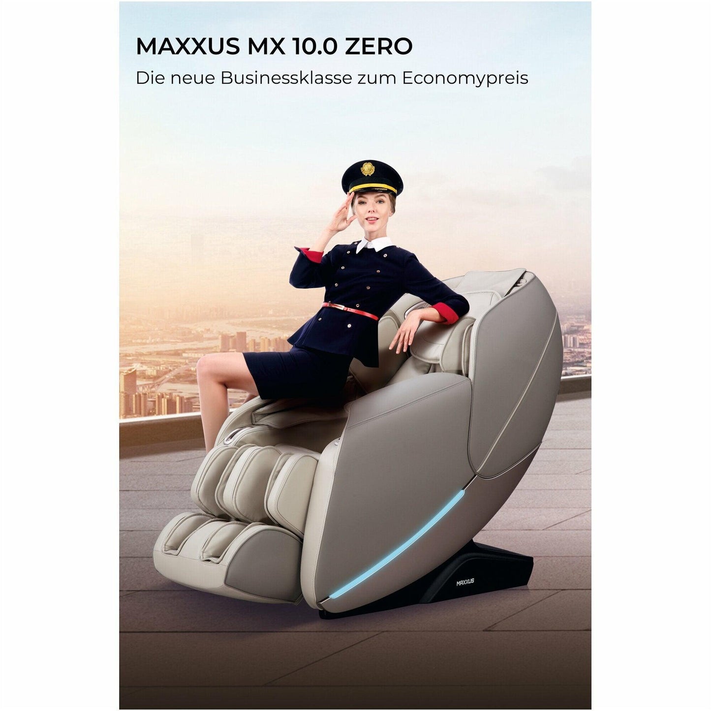 Poltrona Massaggiante MX 10.0 Zero, colore Champagne/Beige