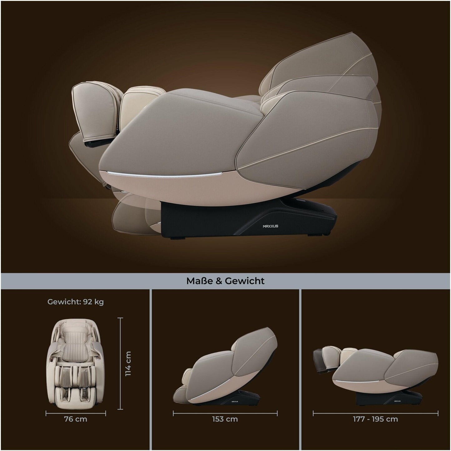 Poltrona Massaggiante MX 10.0 Zero, colore Champagne/Beige