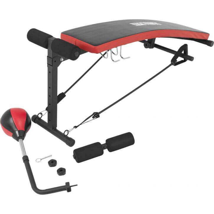 Panca Addominali con punching ball in nero/rosso