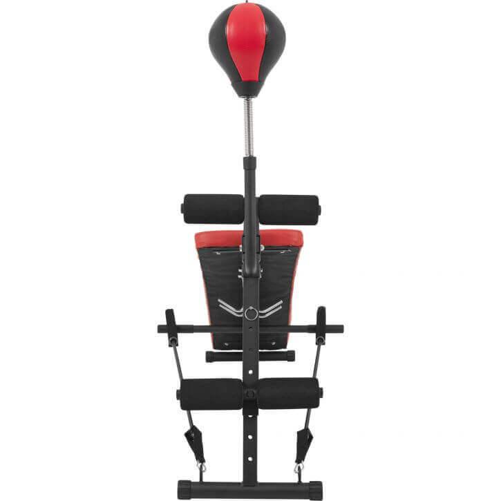 Panca Addominali con punching ball in nero/rosso
