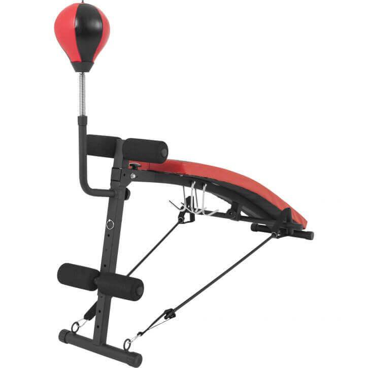 Panca Addominali con punching ball in nero/rosso