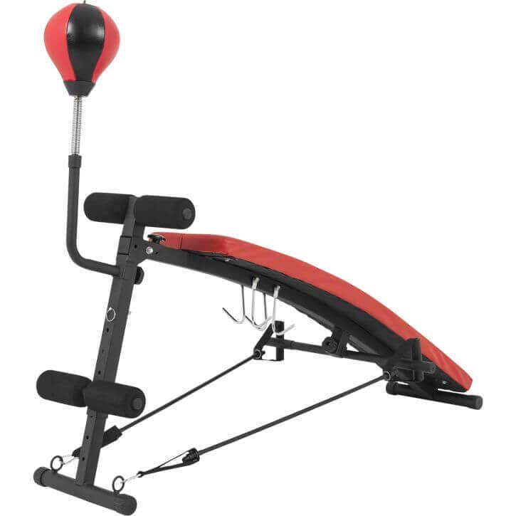 Panca Addominali con punching ball in nero/rosso