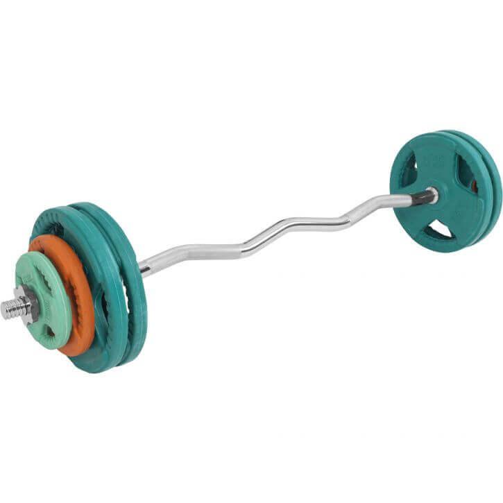 Set Curl Bilanciere EZ e Dischi Gommati 35 kg 30/31 mm