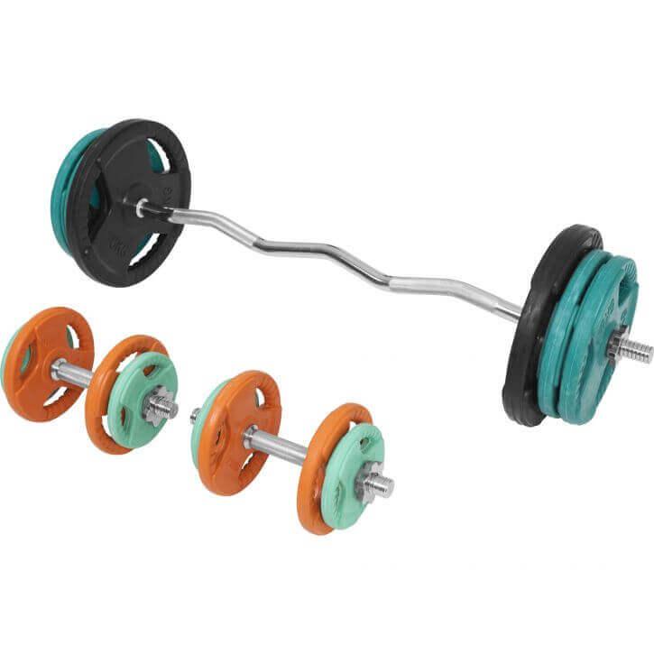 Set Curl Bilanciere EZ, Manubri e Dischi Gommati 70 kg 30/31 mm